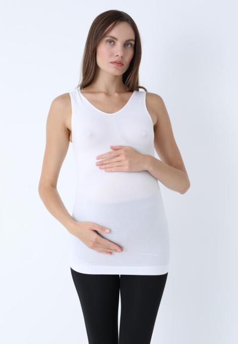 Maiou de Gravidă fără Cusături din Modal ,Culoare Alb,Engros